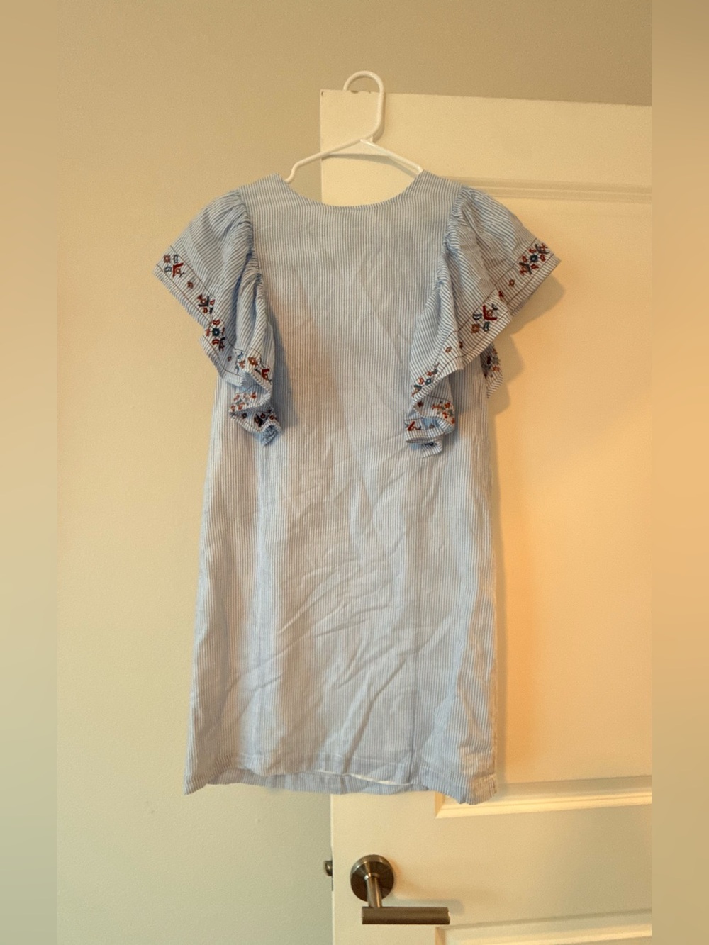 SUNCOO Blue and White Striped Shirt Dress